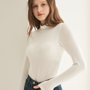 이너리즘 모달 모크넥 노와이어 캡내장 긴팔 노브라 티셔츠 1+1 노브라티... 착용 후기 | 사이즈/핏 총정리 - 상품 이미지 3