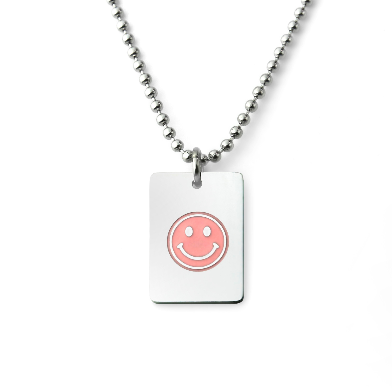 스마일 스퀘어 써지컬스틸 미아방지 목걸이 유아 아기 어린이