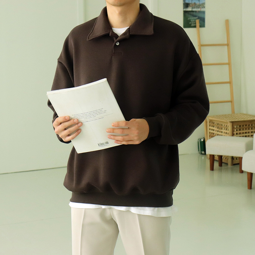 남자기모맨투맨 오버핏 커플 카라 남자맨투맨