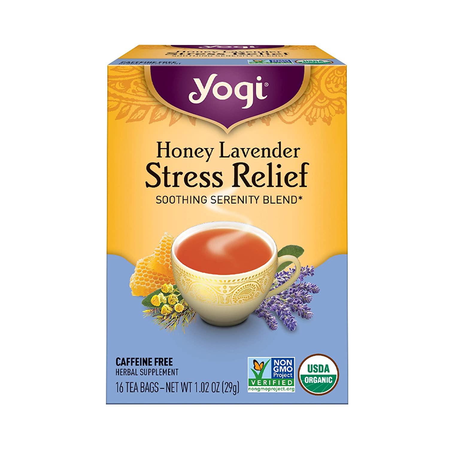 요기티 디카페인 허브차 허니 라벤더 Stress Relief 16티백 4개 - 상세 이미지 2