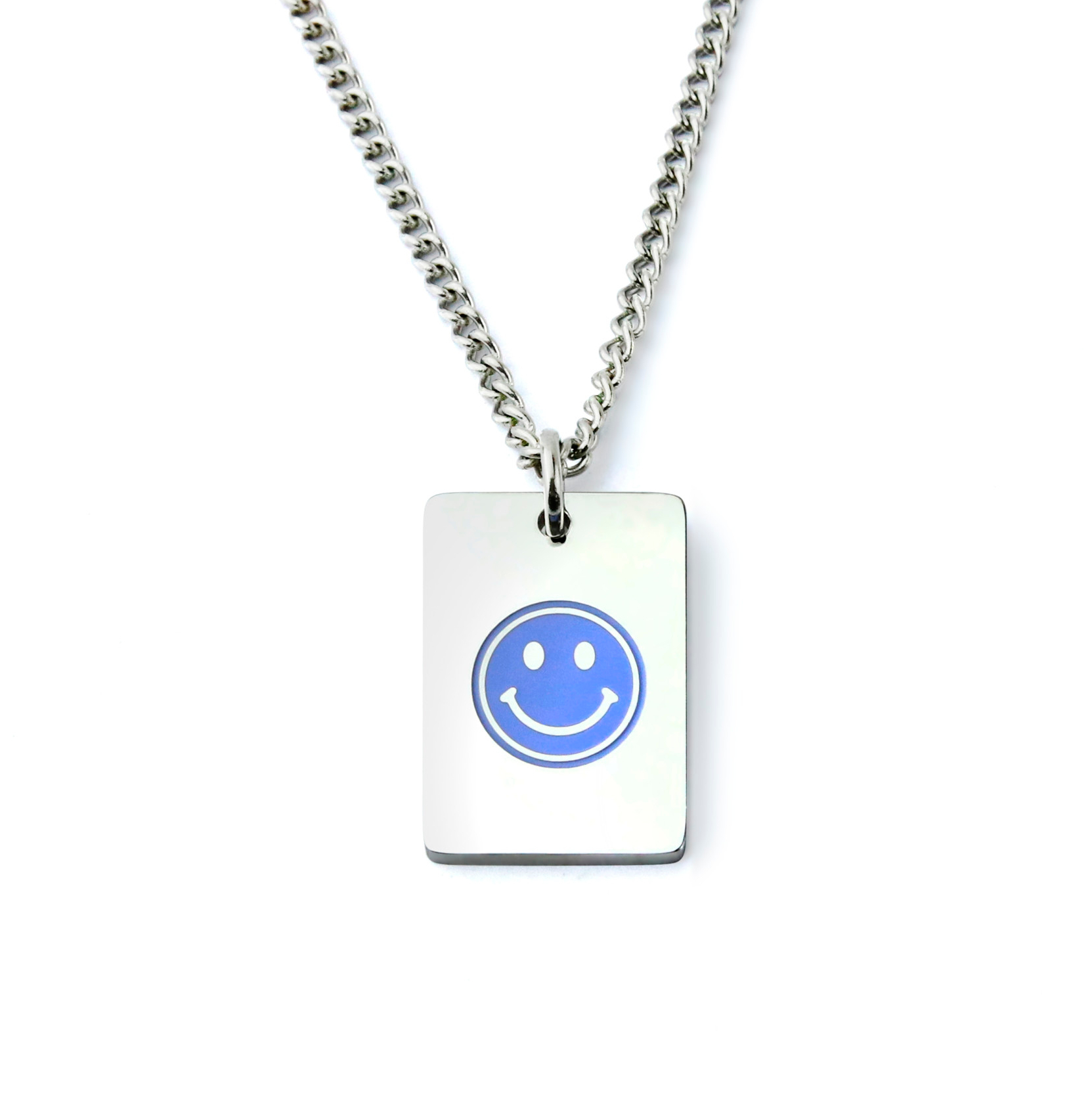 스마일 스퀘어 써지컬스틸 미아방지 목걸이 유아 아기 어린이