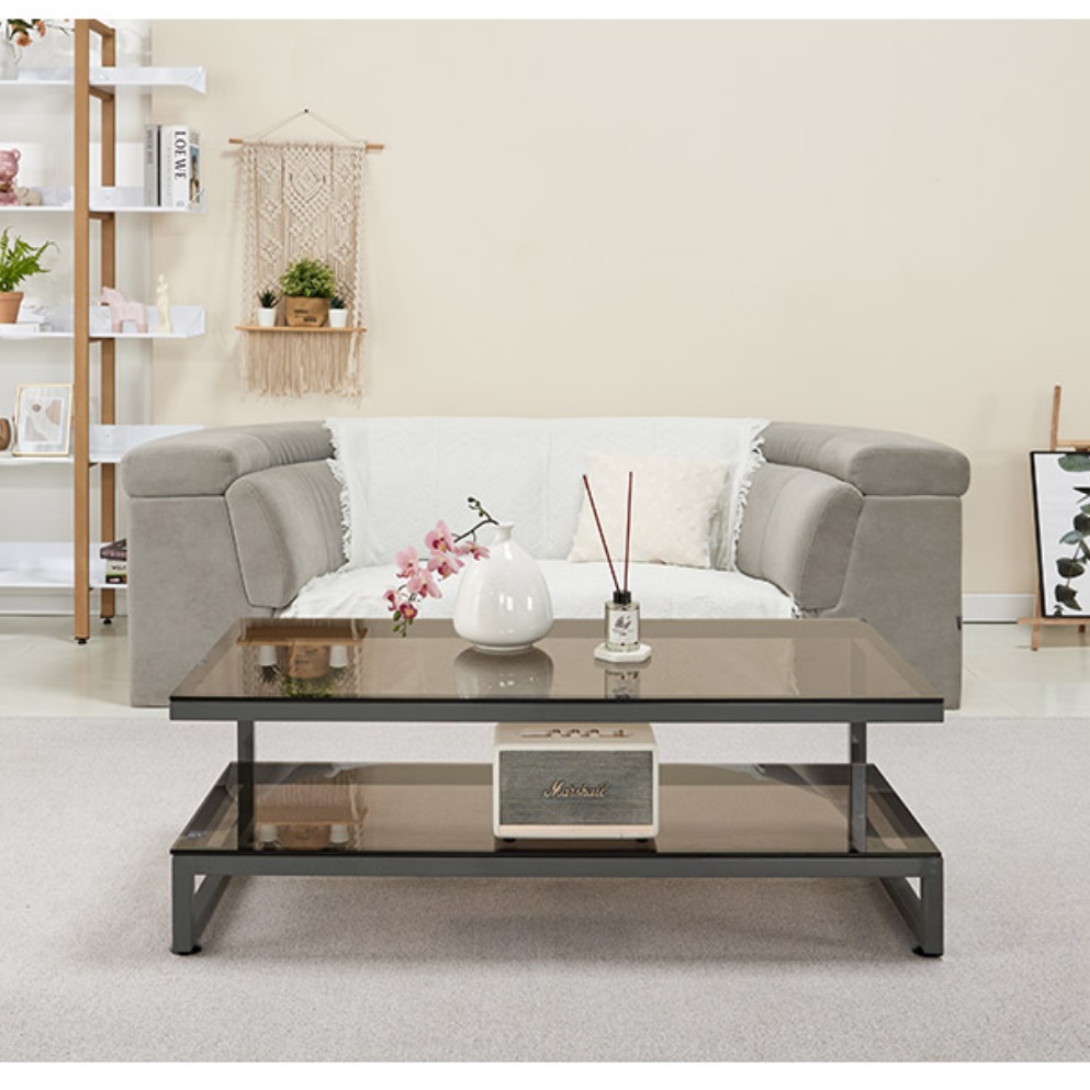 유리 높은거실테이블 원목 높은좌식테이블 기능성 1200