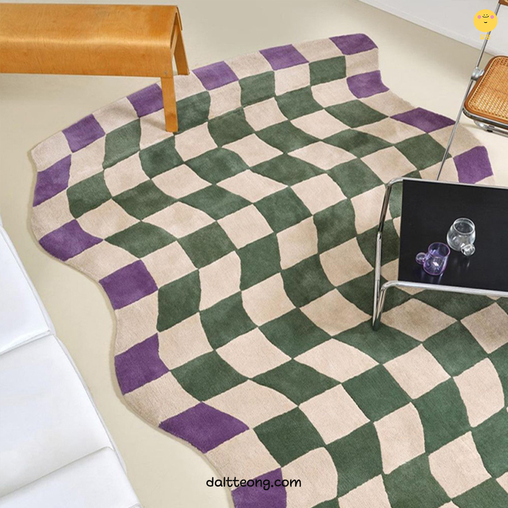 달떵 미드센츄리 체커보드 디자인A 포인트 러그 빈티지 수입 거실 침실 120x180