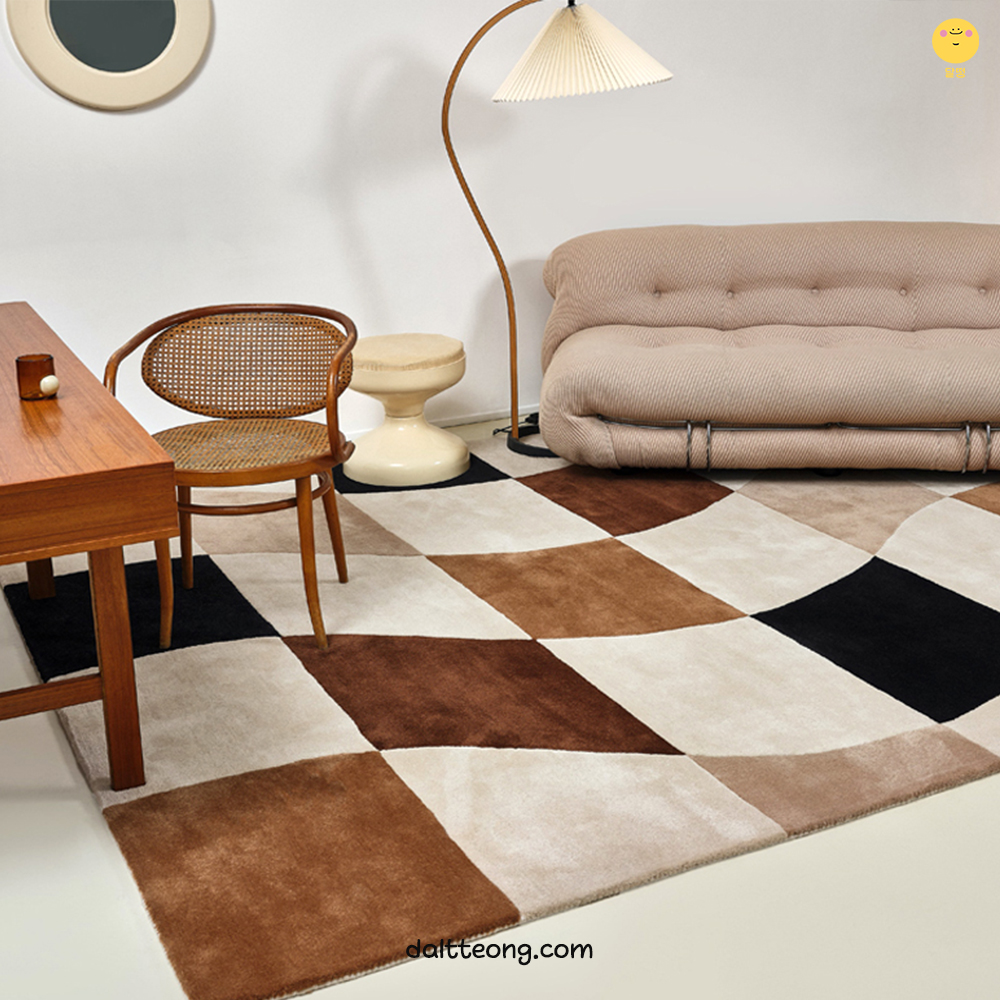 달떵 미드센츄리 체커보드 디자인A 포인트 러그 빈티지 수입 거실 침실 120x180