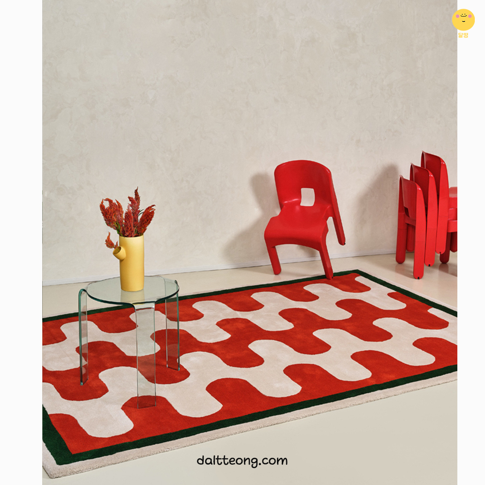 달떵 미드센츄리 체커보드 디자인A 포인트 러그 빈티지 수입 거실 침실 120x180