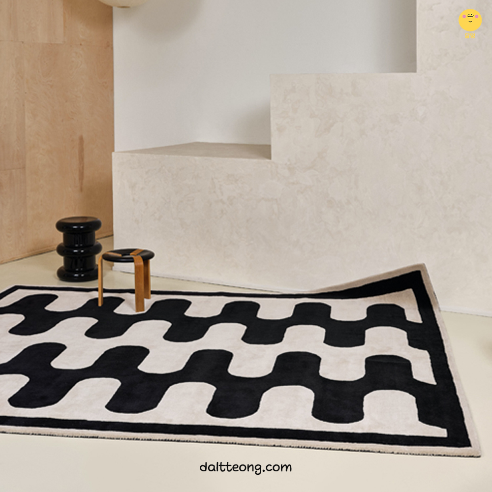 달떵 미드센츄리 체커보드 디자인A 포인트 러그 빈티지 수입 거실 침실 120x180