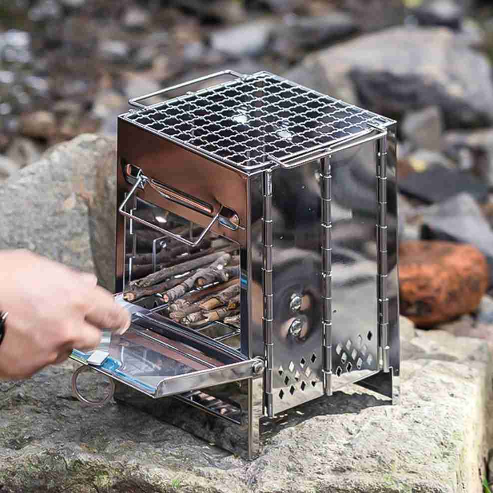 캠핑 미니 난로 스텐 접이식 백패킹 캠핑용 화목난로