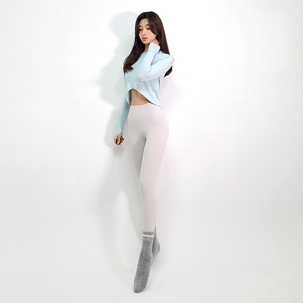 아나웨어 필라테스 긴팔 요가 커버업 후드 티셔츠 운동크롭티 프레쉬 언발탑 - 상세 이미지 3