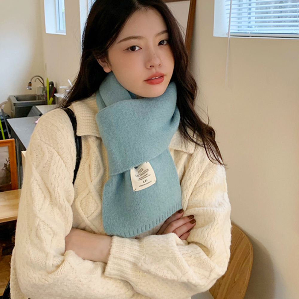 여성 파스텔 캐시미어 쁘띠 머플러 울 니트 여자 목도리