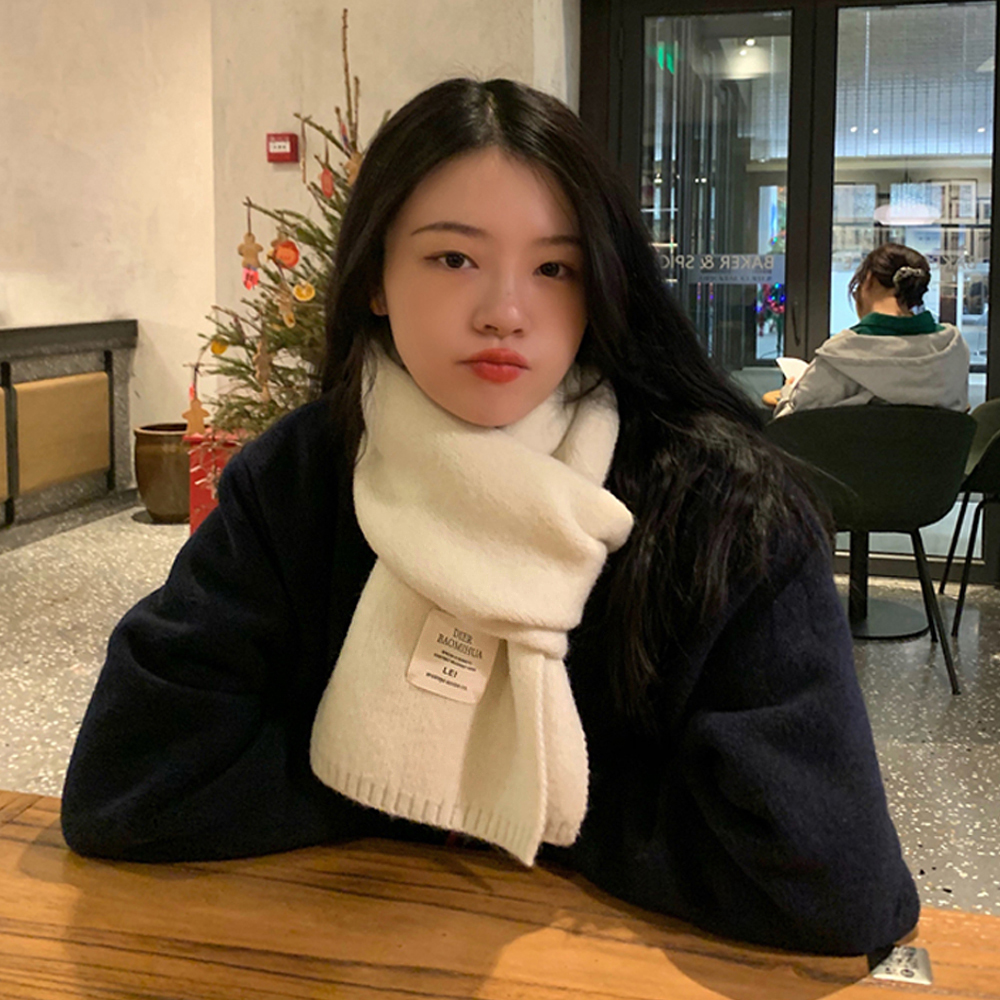 여성 파스텔 캐시미어 쁘띠 머플러 울 니트 여자 목도리