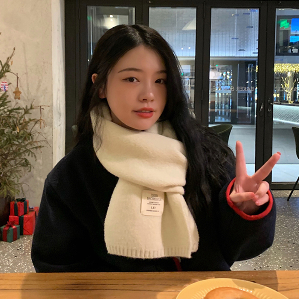 여성 파스텔 캐시미어 쁘띠 머플러 울 니트 여자 목도리