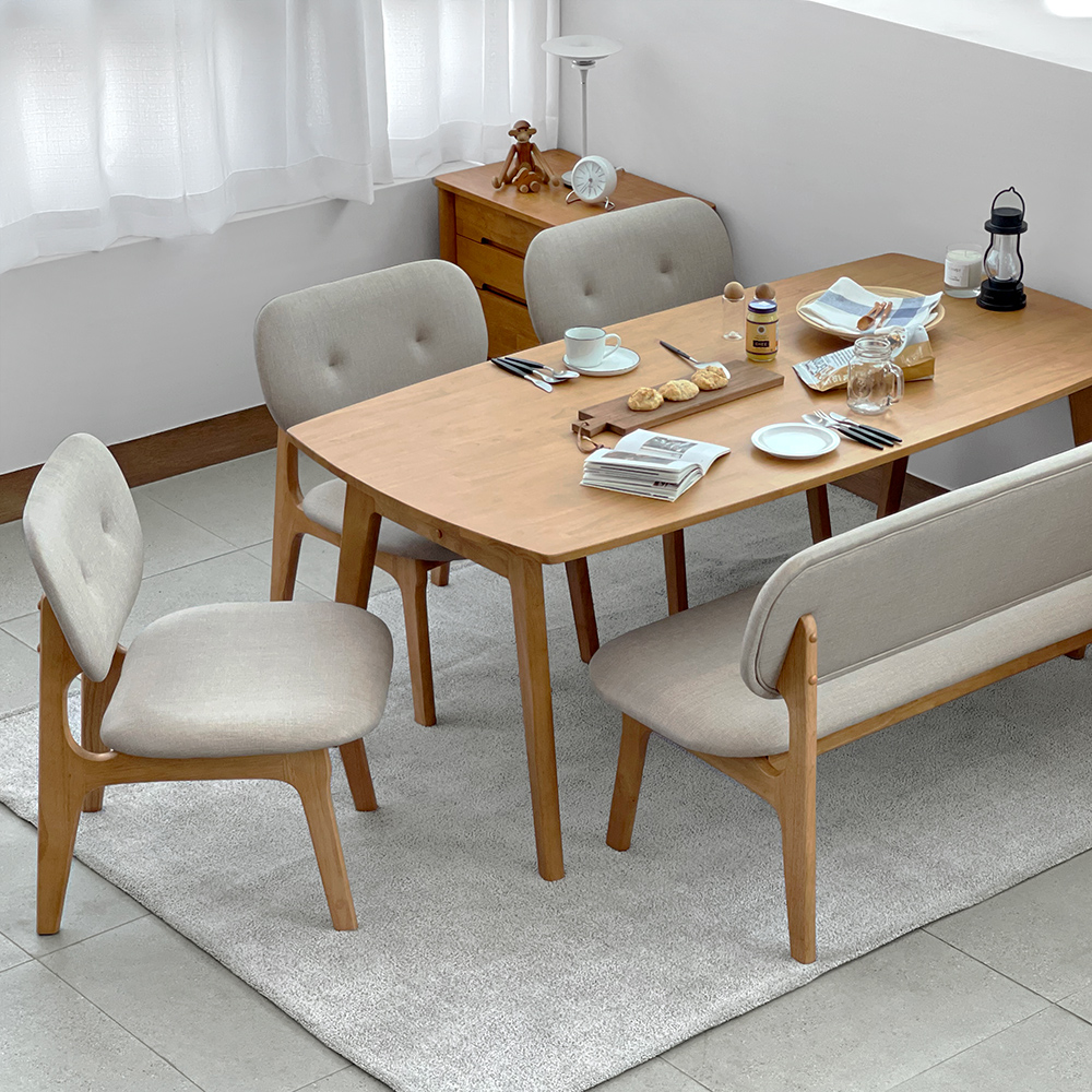 로포텐 올라 원목 6인용 식탁 세트 낮은 식탁 1700 의자3 벤치