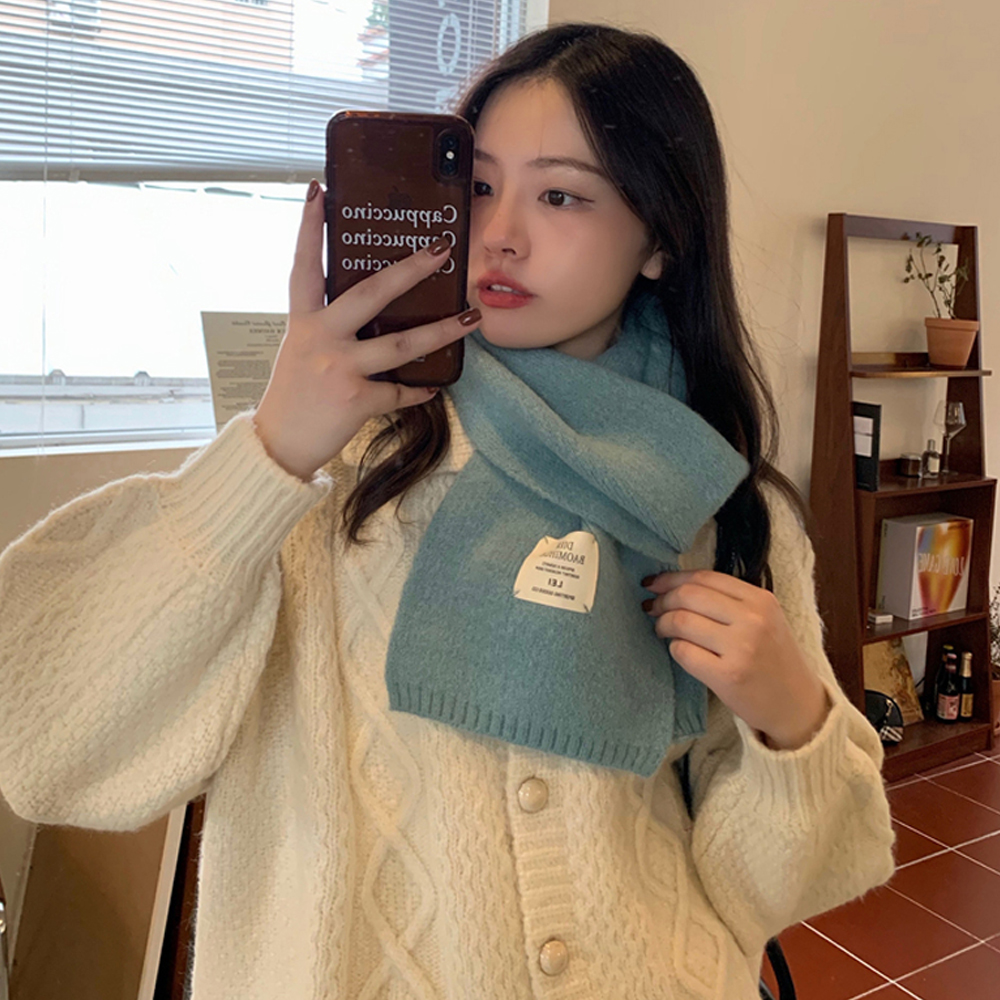 여성 파스텔 캐시미어 쁘띠 머플러 울 니트 여자 목도리
