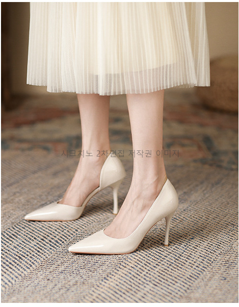 라페론 9cm 스틸레토 사이드오픈 에나멜 하이힐 구두 3color 상세 이미지 15