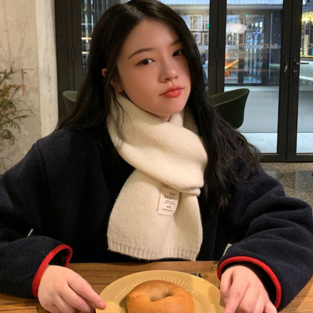 여성 파스텔 캐시미어 쁘띠 머플러 울 니트 여자 목도리