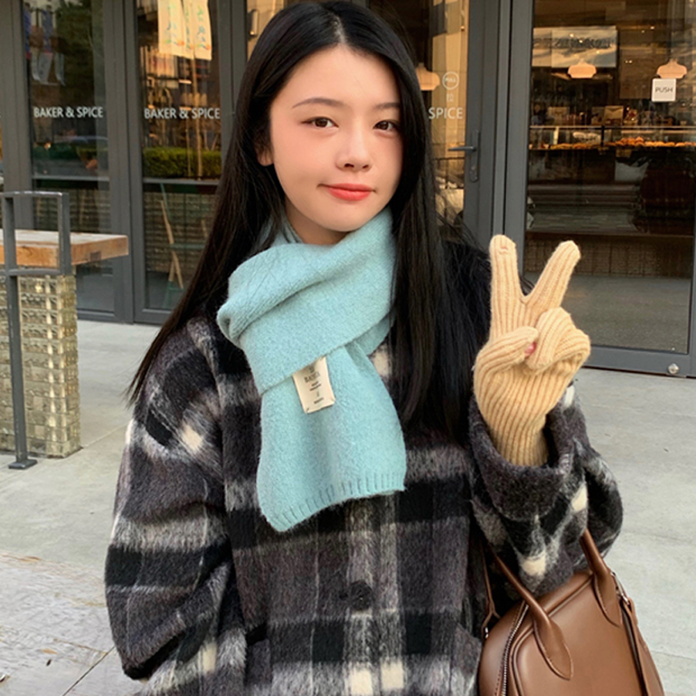 여성 파스텔 캐시미어 쁘띠 머플러 울 니트 여자 목도리