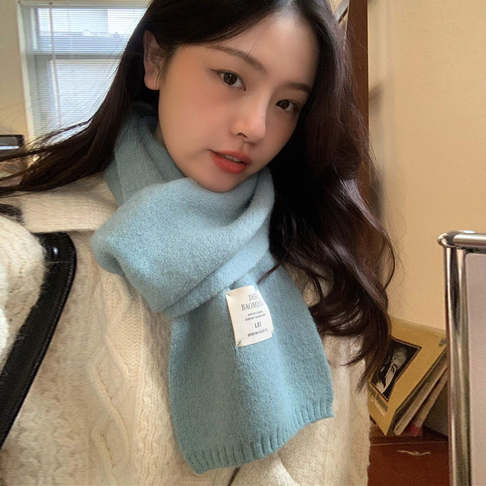 여성 파스텔 캐시미어 쁘띠 머플러 울 니트 여자 목도리