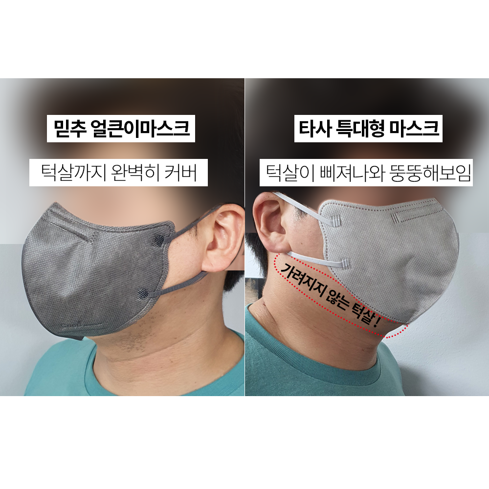 믿추 KF94 얼큰이 새부리형 마스크 귀편한 대형 코로나 숨쉬기편한 국산 XL(특대형), 화이트, 5개 이미지 7