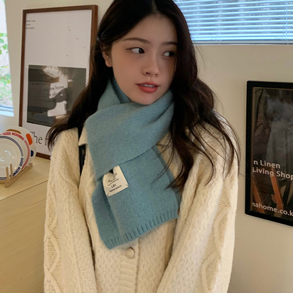 여성 파스텔 캐시미어 쁘띠 머플러 울 니트 여자 목도리