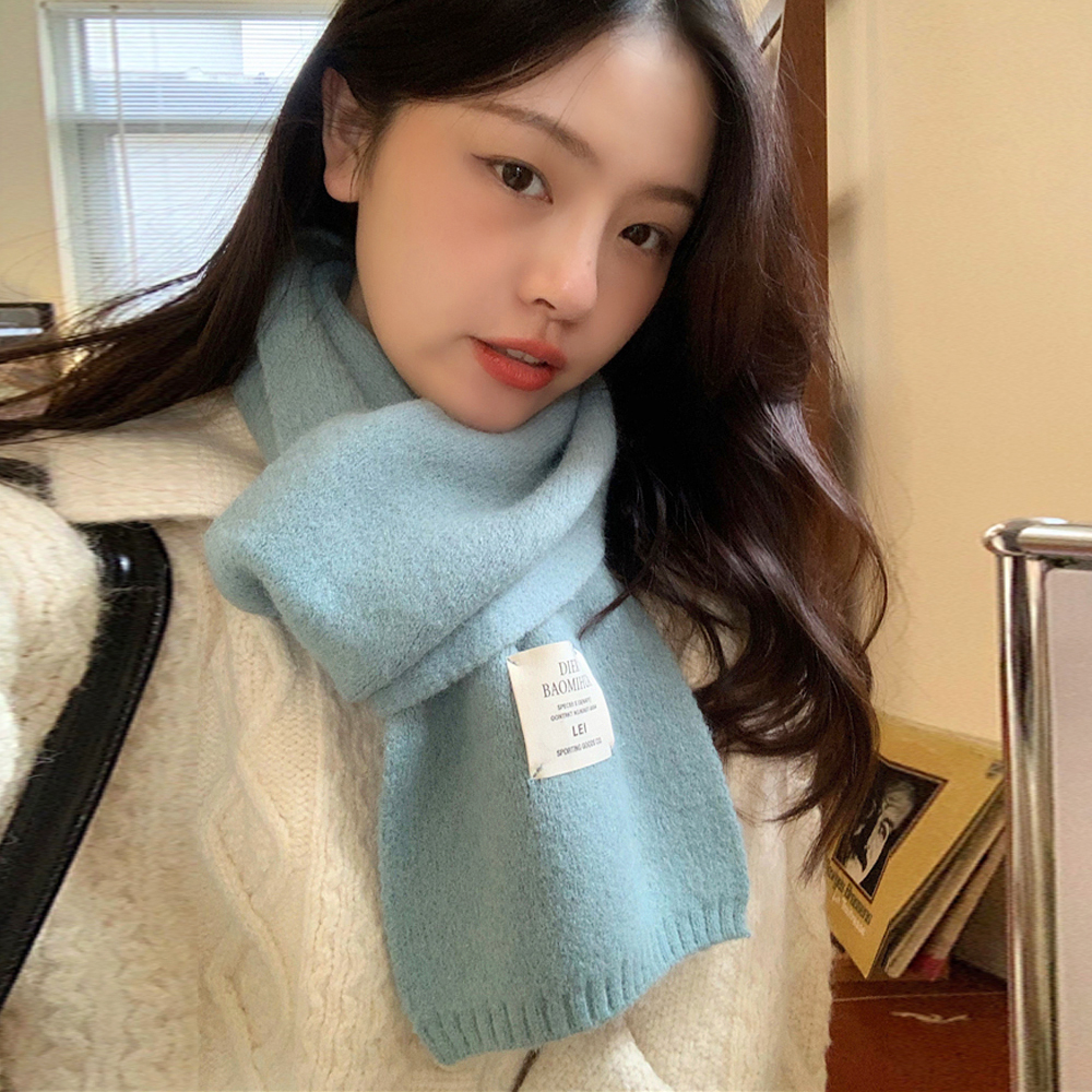 여성 파스텔 캐시미어 쁘띠 머플러 울 니트 여자 목도리