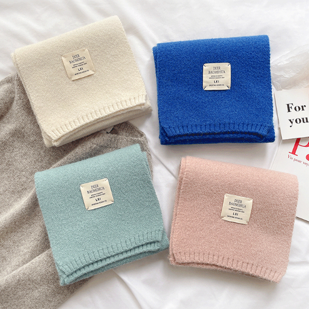 여성 파스텔 캐시미어 쁘띠 머플러 울 니트 여자 목도리