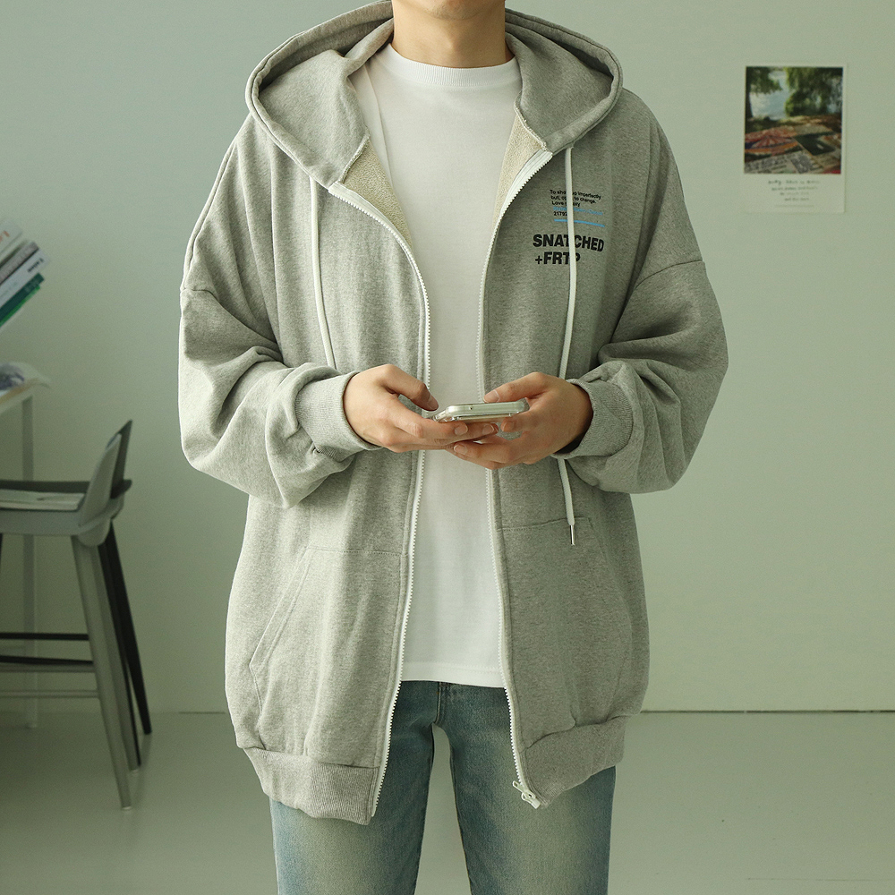 남자후드집업 남자 쭈리 오버핏 후드티 제품 이미지
