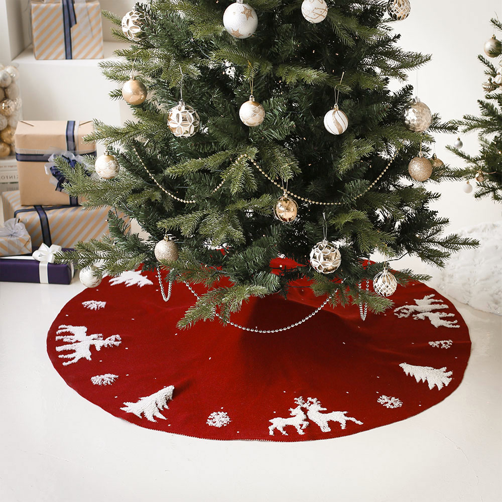 노엘 고급 니트 감성 크리스마스 대형 트리 나무 장식 스커트 덮개 꾸미기 용품 A사슴
