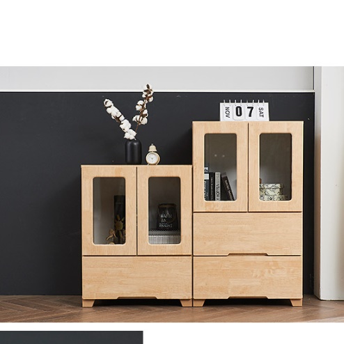 낮은 작은 원목 거실 장식장 서랍 장식장 상패 트로피 미니 양주 진열장