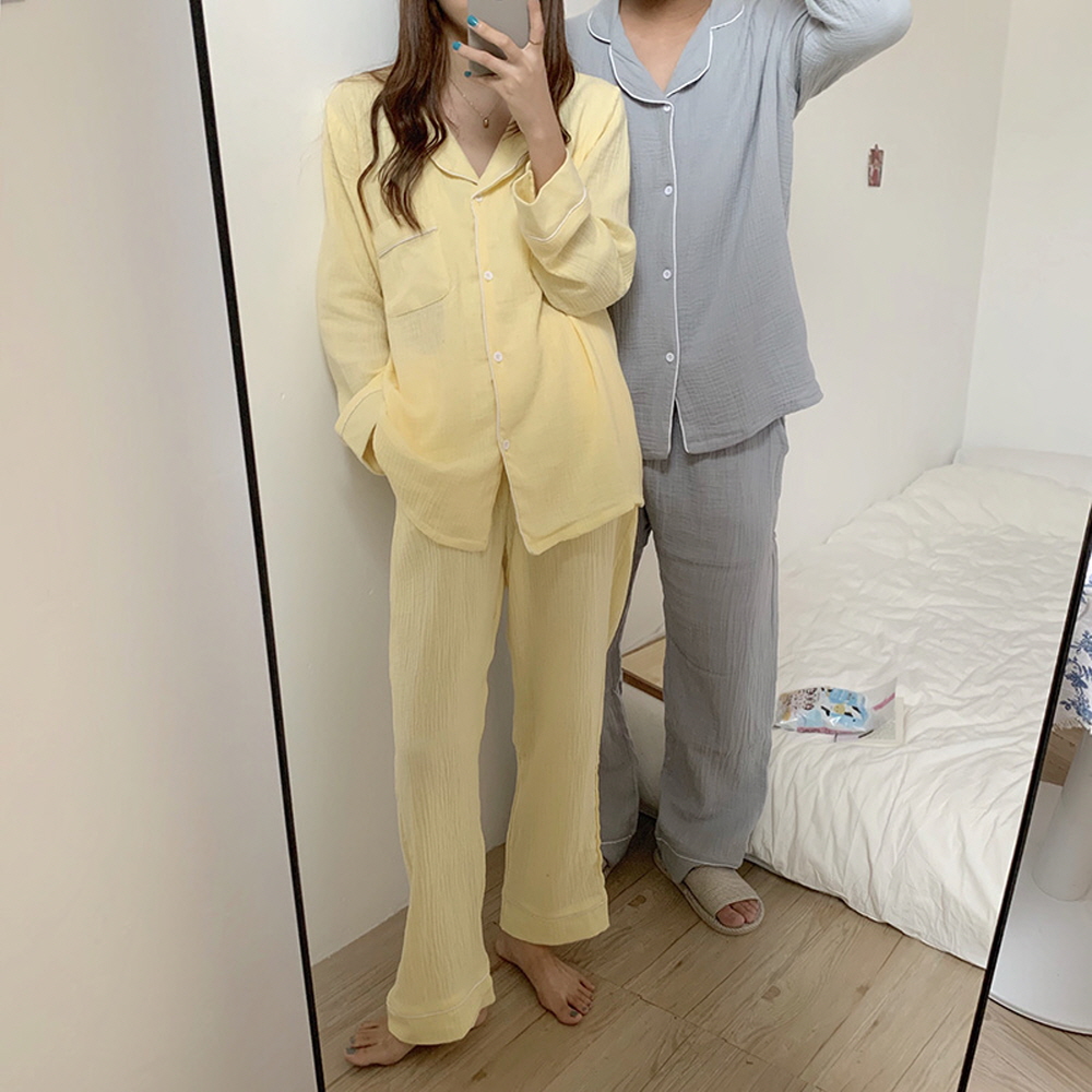 무지 커플잠옷 여성 요루면 순면 홈웨어 파자마파티 이미지 7