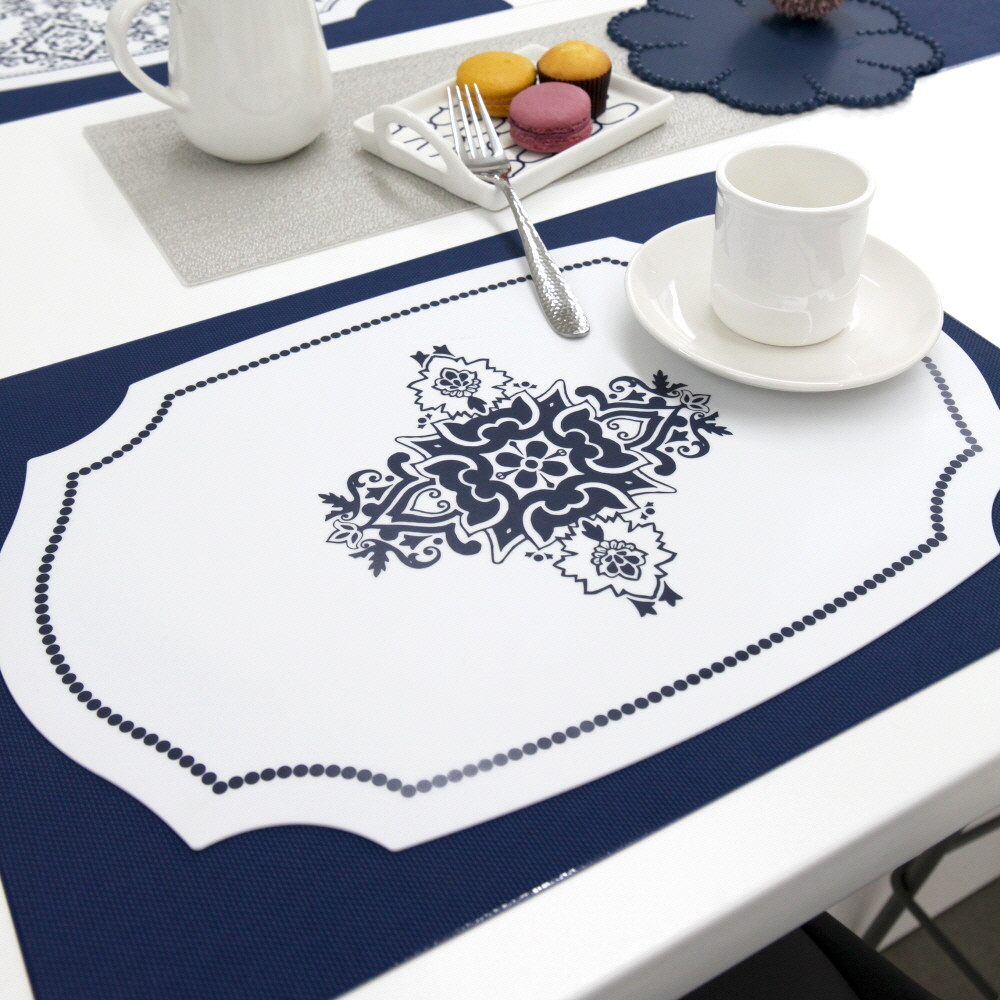 오마주 실리콘 식탁매트 테이블매트 북유럽 방수 논슬립 / 스패니쉬1-화이트