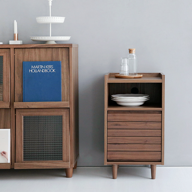 OSLON 사이드콘솔 2칸 TWM7040T 400x400x710mm, 2단, 미들브라운 2519.7787 - 상세 이미지 3