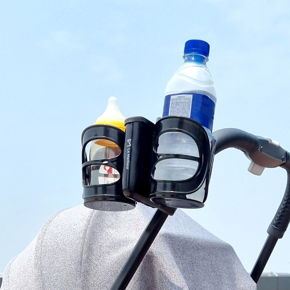 르메이어 3in1 유모차 핸드폰 스마트폰 컵홀더 거치대 2구 + 다용도 벨크로 유모차 걸이 2P 세트