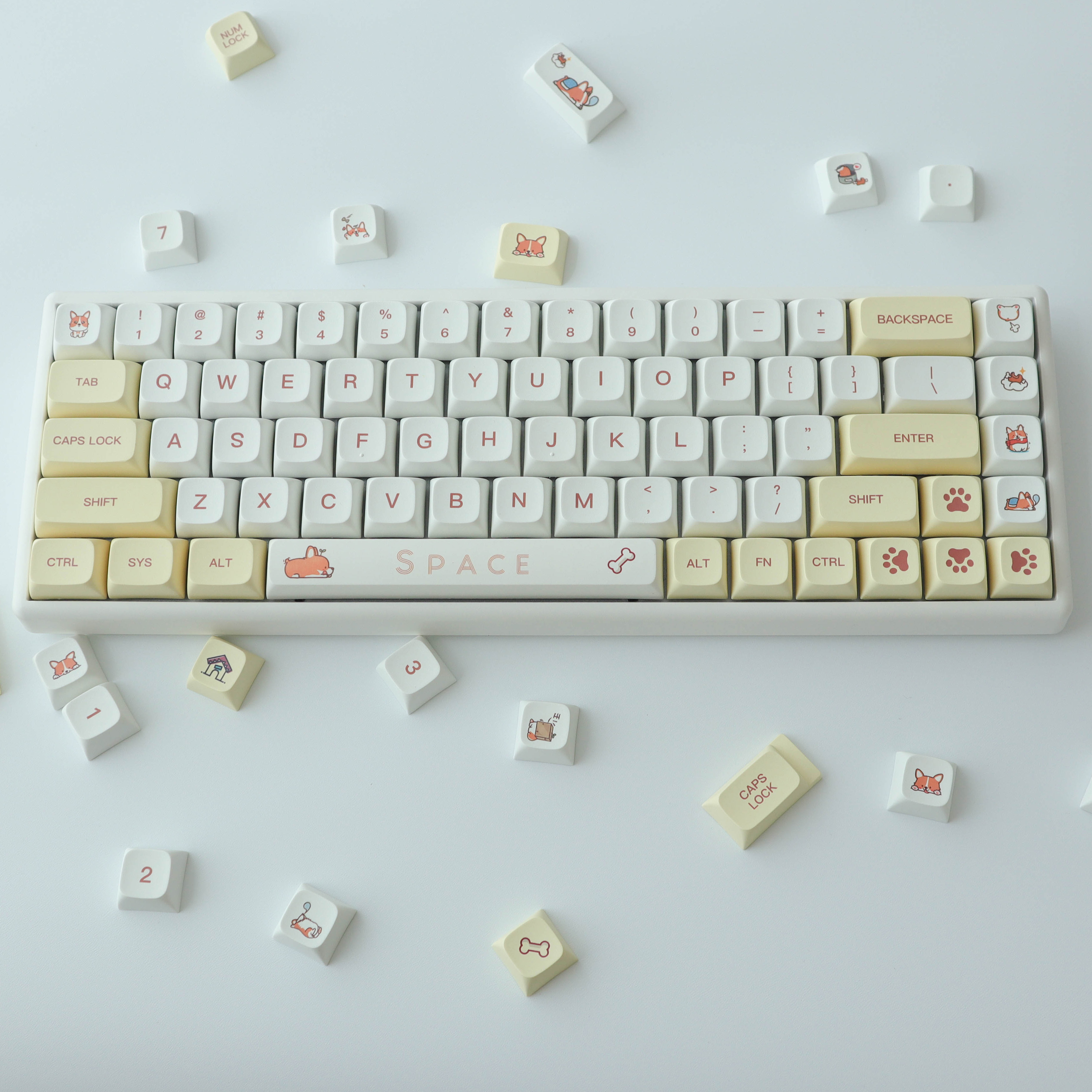 옐로우 코기 키캡 XDA PBT 기계식 키보드 키캡 - 상품 이미지
