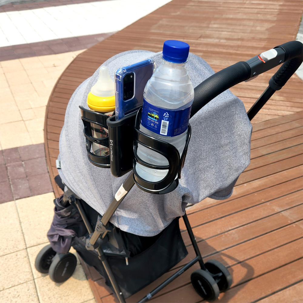 르메이어 흘림방지 2구 유모차 컵홀더 핸드폰 거치대