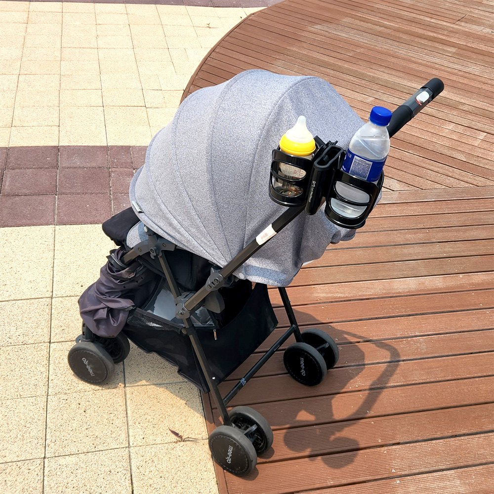르메이어 흘림방지 2구 유모차 컵홀더 핸드폰 거치대