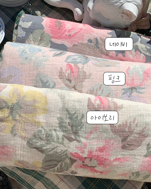 더블유패브릭 모네 워싱처리 이중거즈 면 천 대폭 원단 꽃무늬 커튼 침구 소품 천가게 - 상세 이미지 2