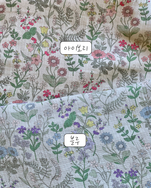 더블유패브릭 에뛰드 워싱처리 이중거즈 면 천 대폭 원단 꽃무늬 커튼 침구 소품 천가게 - 상세 이미지 2