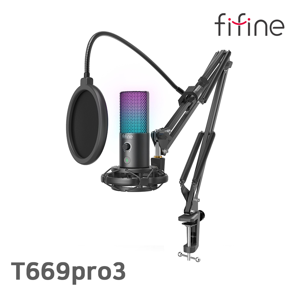 ASMR마이크 방송용마이크 게이밍 RGB 콘덴서 유튜브마이크 FIFINE T669pro3