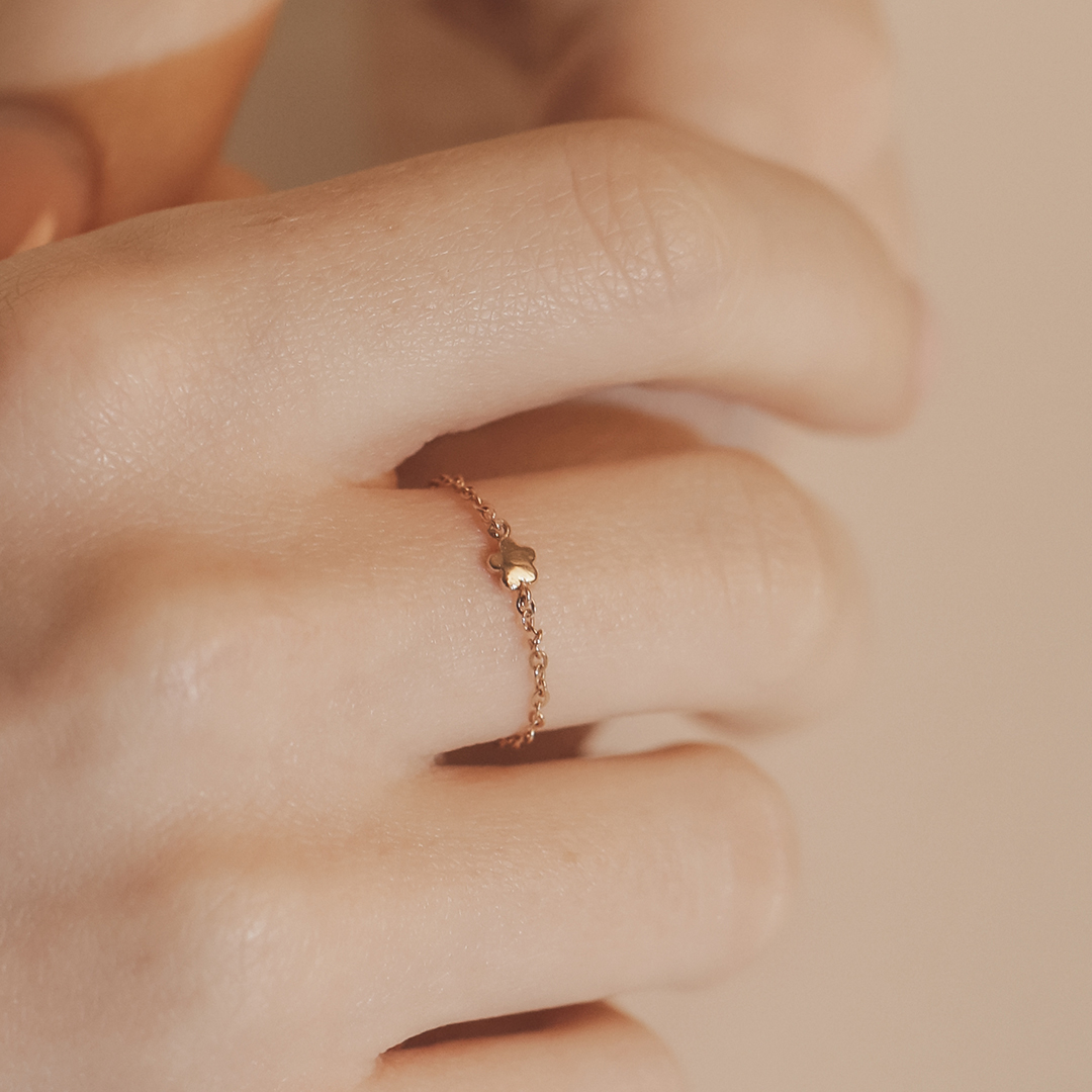 드메르코 14K 통통플라워 심볼 체인반지 - 13 금 실 애끼 편안한 반지