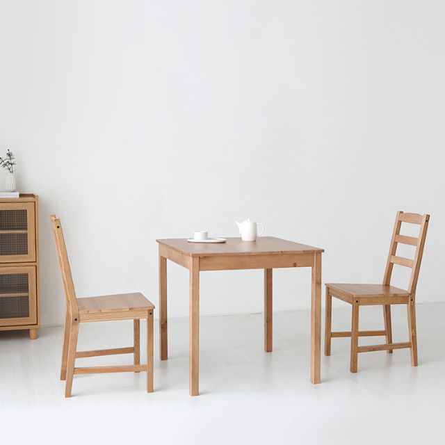 HORBO 2인원목식탁세트 소나무 740mm, 라이트브라운 1332.4158