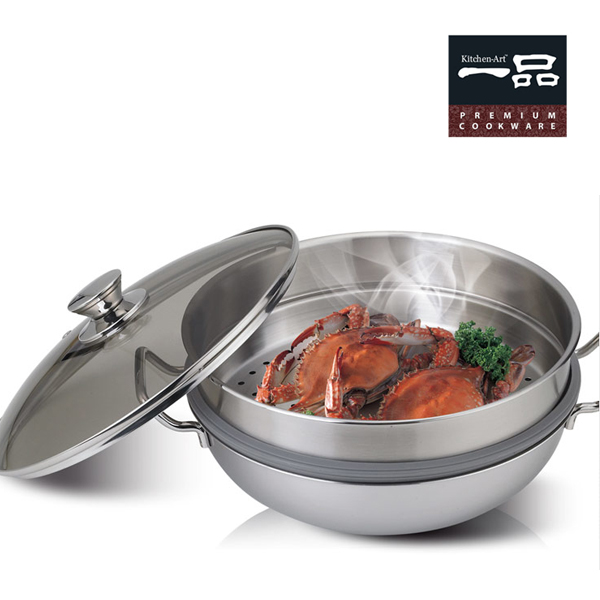 키친아트 인덕션 찜냄비 2단 찜솥 통3중 스텐304 28cm - 상품 이미지