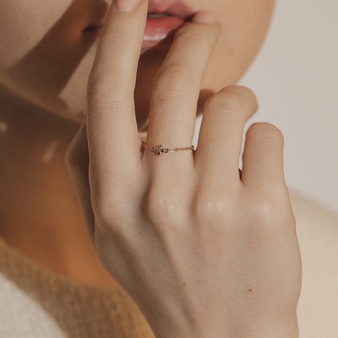 드메르코 14K 십자화 심볼 체인반지 - 30 금 실 반지 우정 애끼 - 상품 이미지