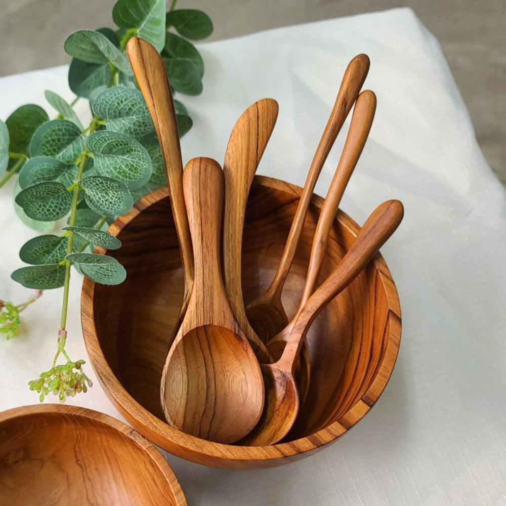 모어우드 티크 나무 요거트스푼 우드수저 아이스크림스푼