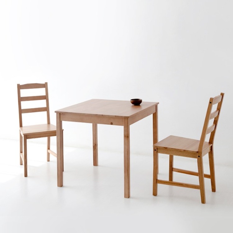 HORBO 2인원목식탁세트 소나무 740mm, 라이트브라운 1332.4158