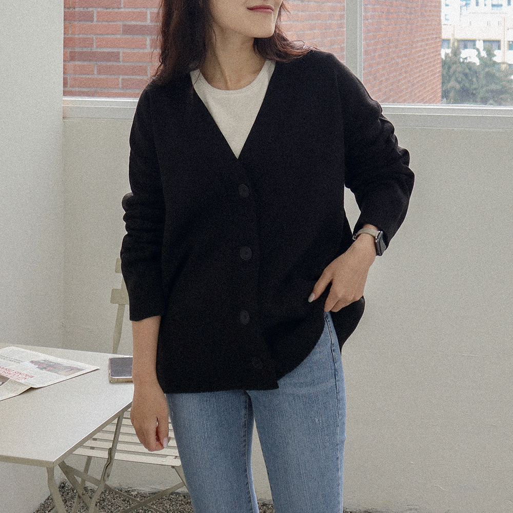 여성니트가디건 루즈핏 오버핏 브이넥 가을 봄 여자가디건 (애니타임) 이미지 8
