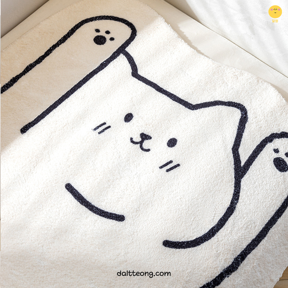 달떵 귀여운 극세사 귀여운 고양이 쇼파 패드 퍼 러그 커버 매트 3인4인 70x150