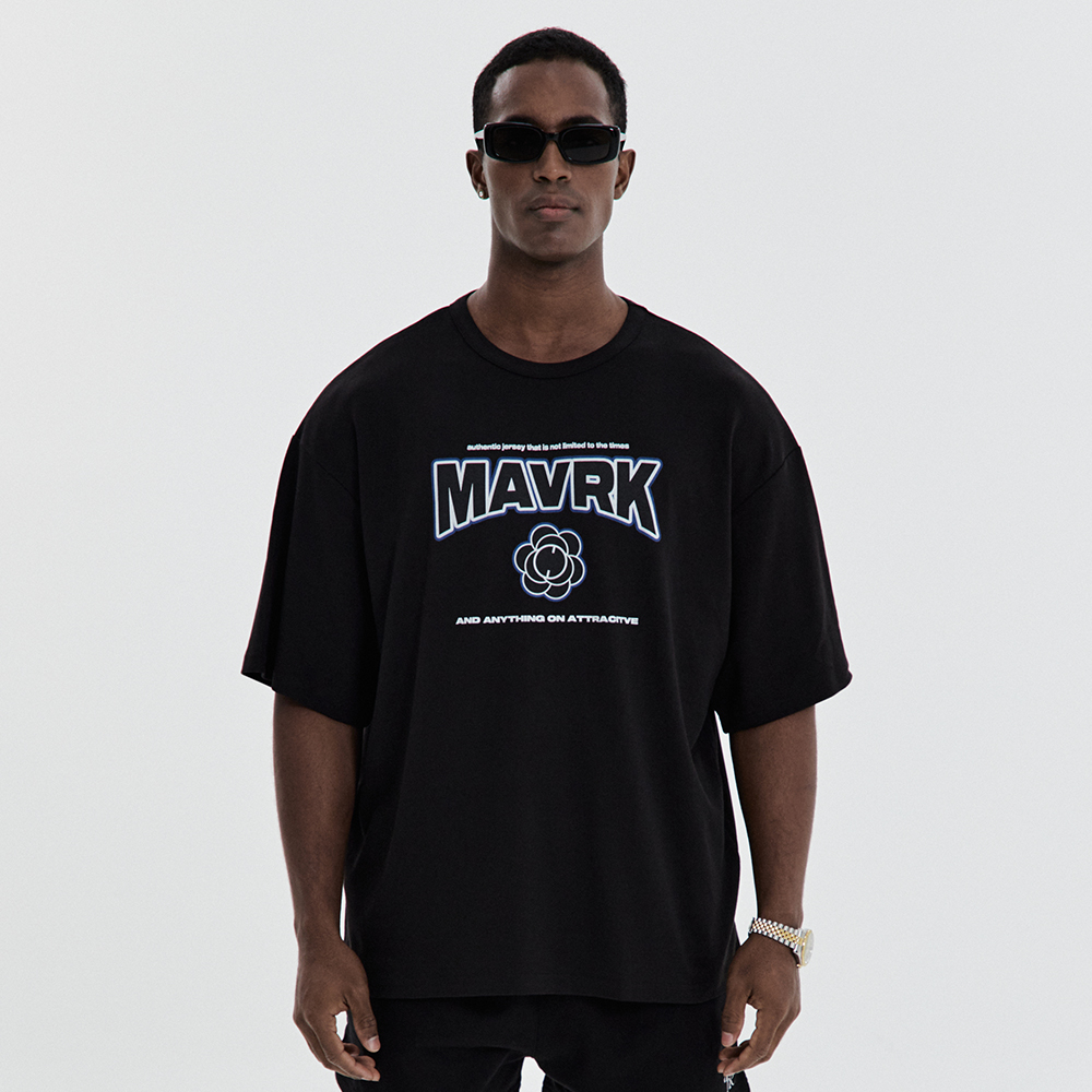 MAVRK(매버릭), (S size ONLY) M-플라워 로고 오버핏 티셔츠 (2COLOR) - 상품 이미지