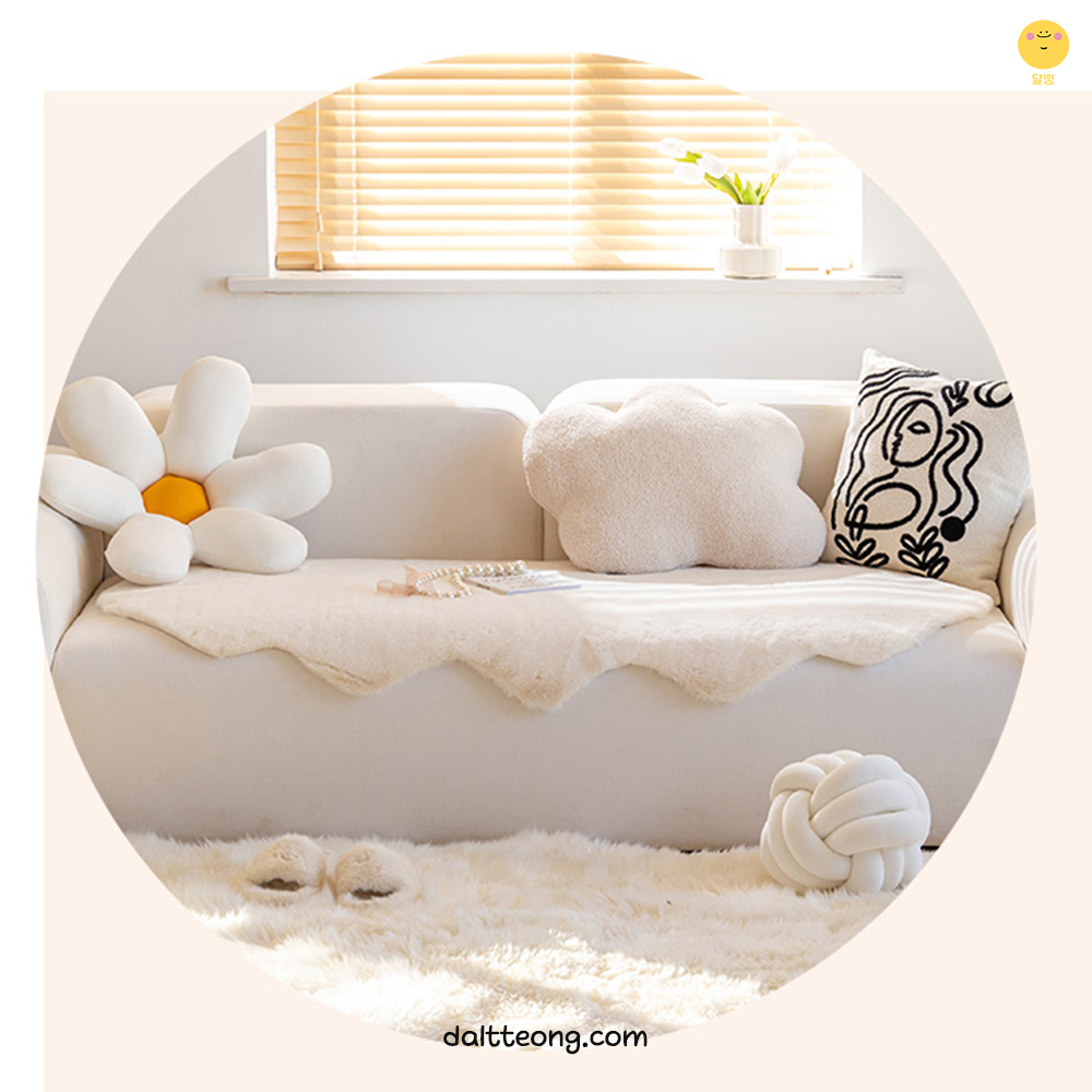 달떵 극세사 크림 밍크 퍼 쇼파 패드 러그 커버 매트 덮개 토퍼 3인4인 겨울70x150