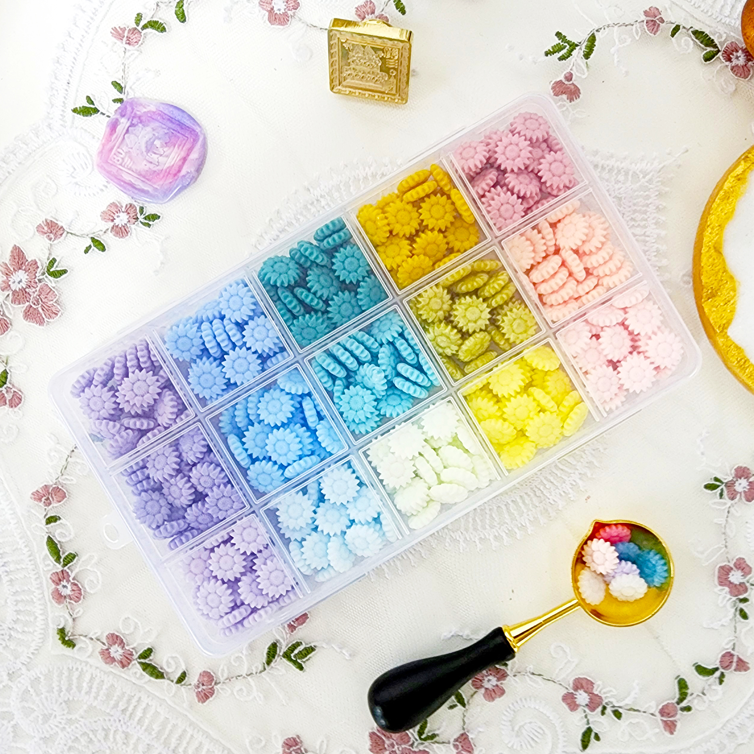 실링왁스 세트 호환가능 스탬프 씰링 청첩장 스타터 키트 취미 15색