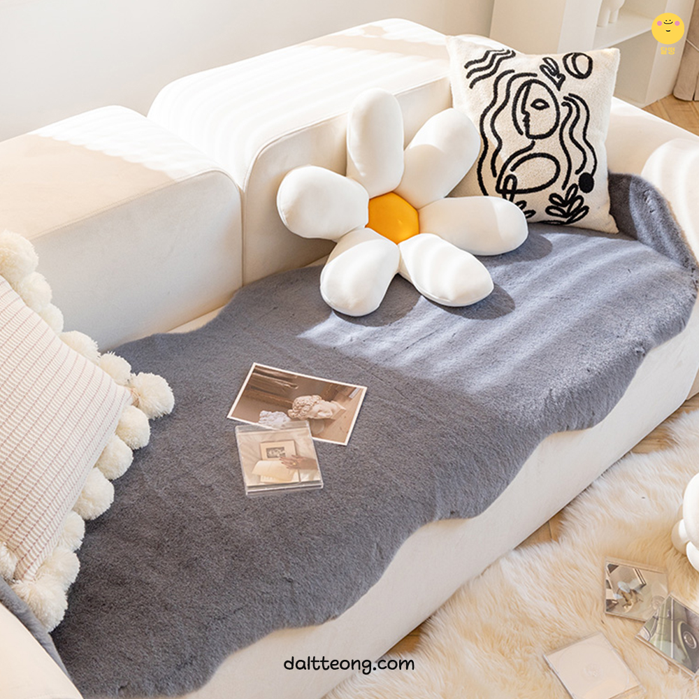 달떵 극세사 크림 밍크 퍼 쇼파 패드 러그 커버 매트 덮개 토퍼 3인4인 겨울70x150